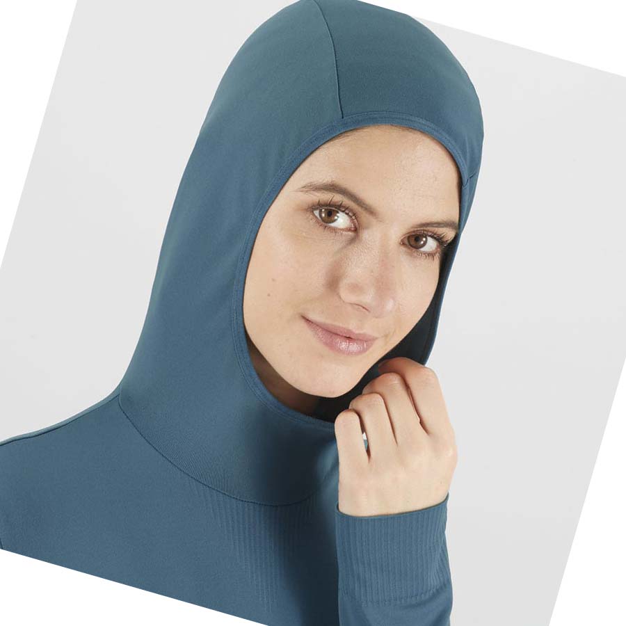 Sudadera Con Capucha Salomon ESSENTIAL SEAMLESS Mujer Azul Marino | MX 2532HAP